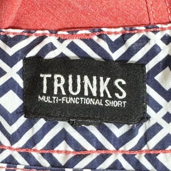 TRUNKS Men's Shorts Polyester Comfort Fit Belt Loops Zip Closure Pockets Size 34 - Picture 8 of 11